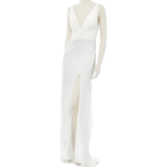 Mac Duggal  White Jersey Knit Evening Gown with Modern Wrap Detailing Size 4 NWT - Picture 2 of 2
